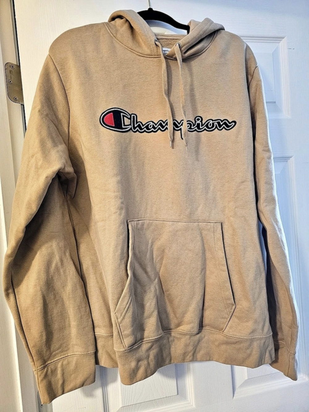 Champion Powerblend Script Logo Pullover Hoodie Men's Brown XL